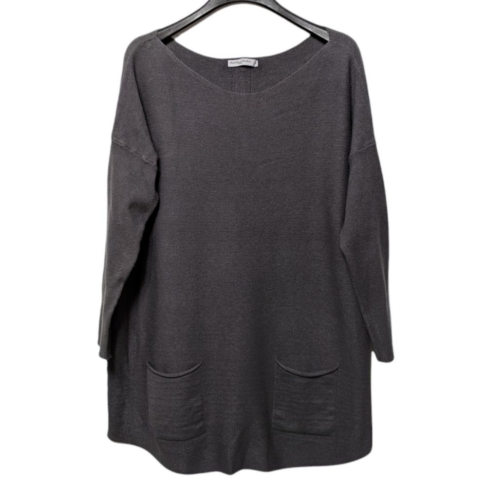 ANGELA MARA Lagenlook Knit Pocket Tunic Oversized Sweater S - Picture 2 of 9